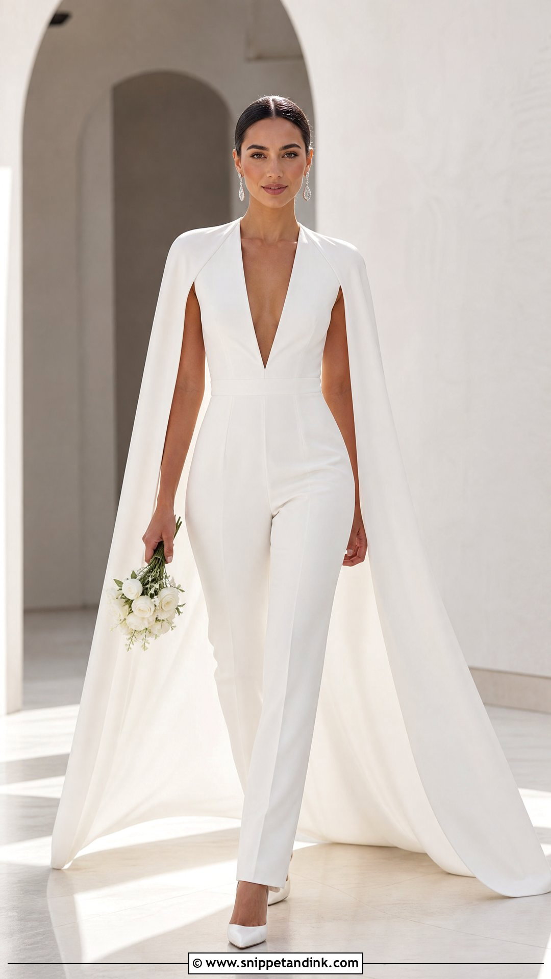 Cape Bridal Pantsuit - Snippet and Ink - 25 Bridal Pantsuit Brides Ideas