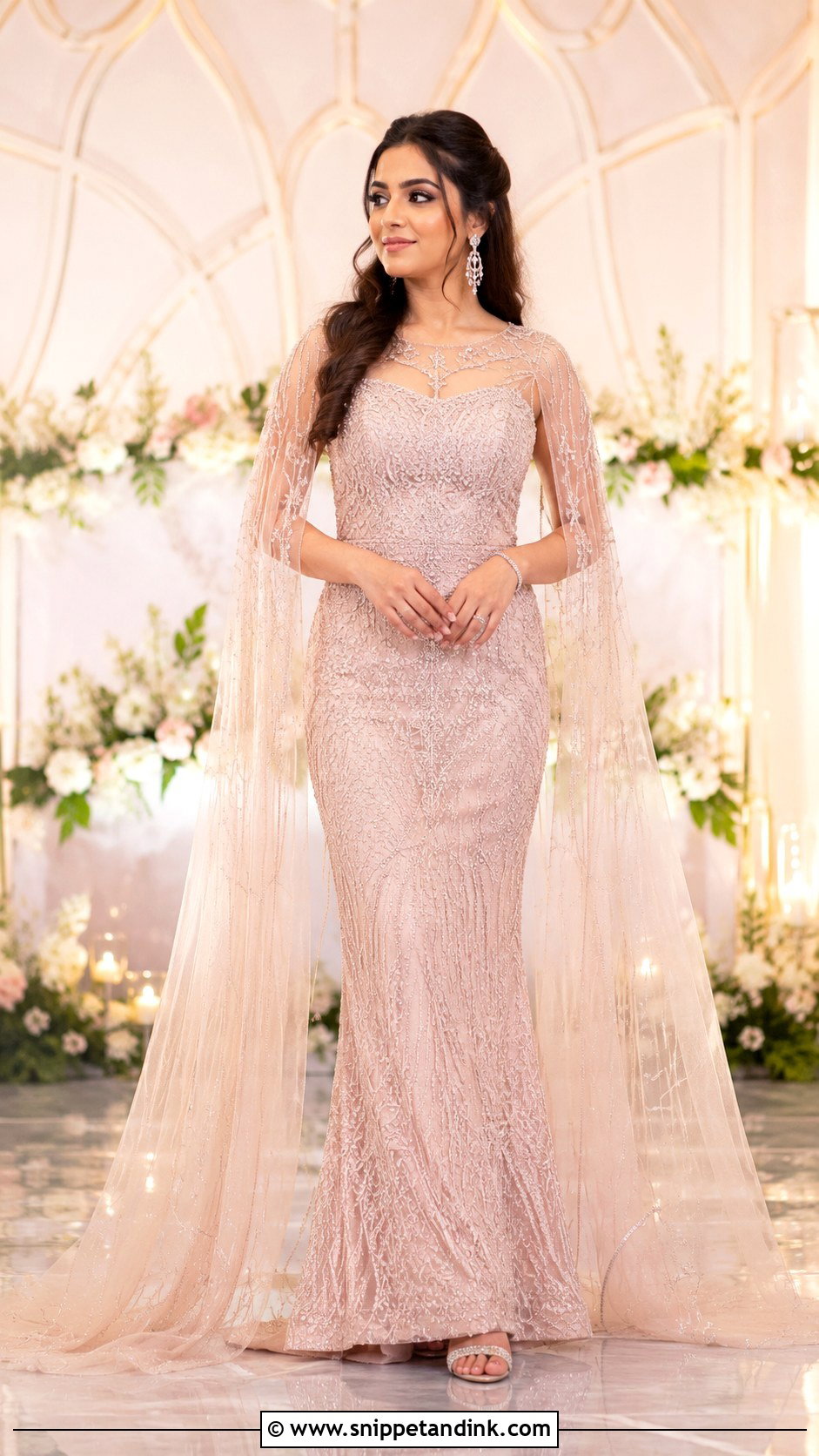 Cape Bridal Sangeet Gown - Snippet and Ink - 25 Bridal Sangeet Outfit Gown Ideas