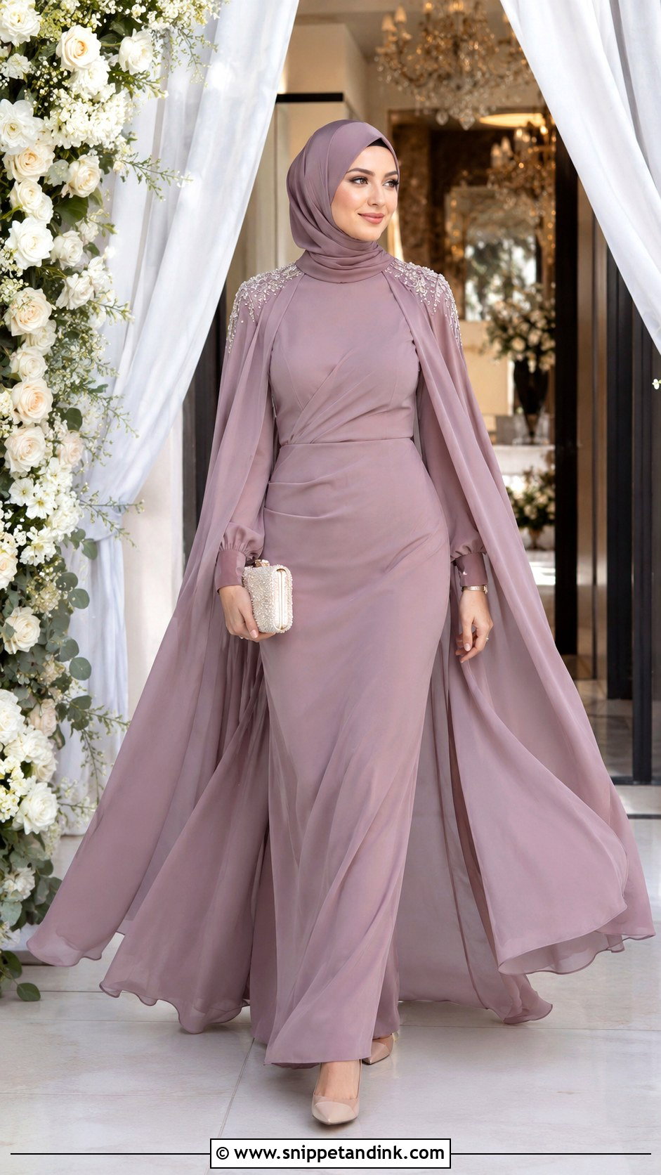 Cape Bridesmaid Hijab Dress - Snippet and Ink - 25 Braidsmaid Hijab Style Ideas