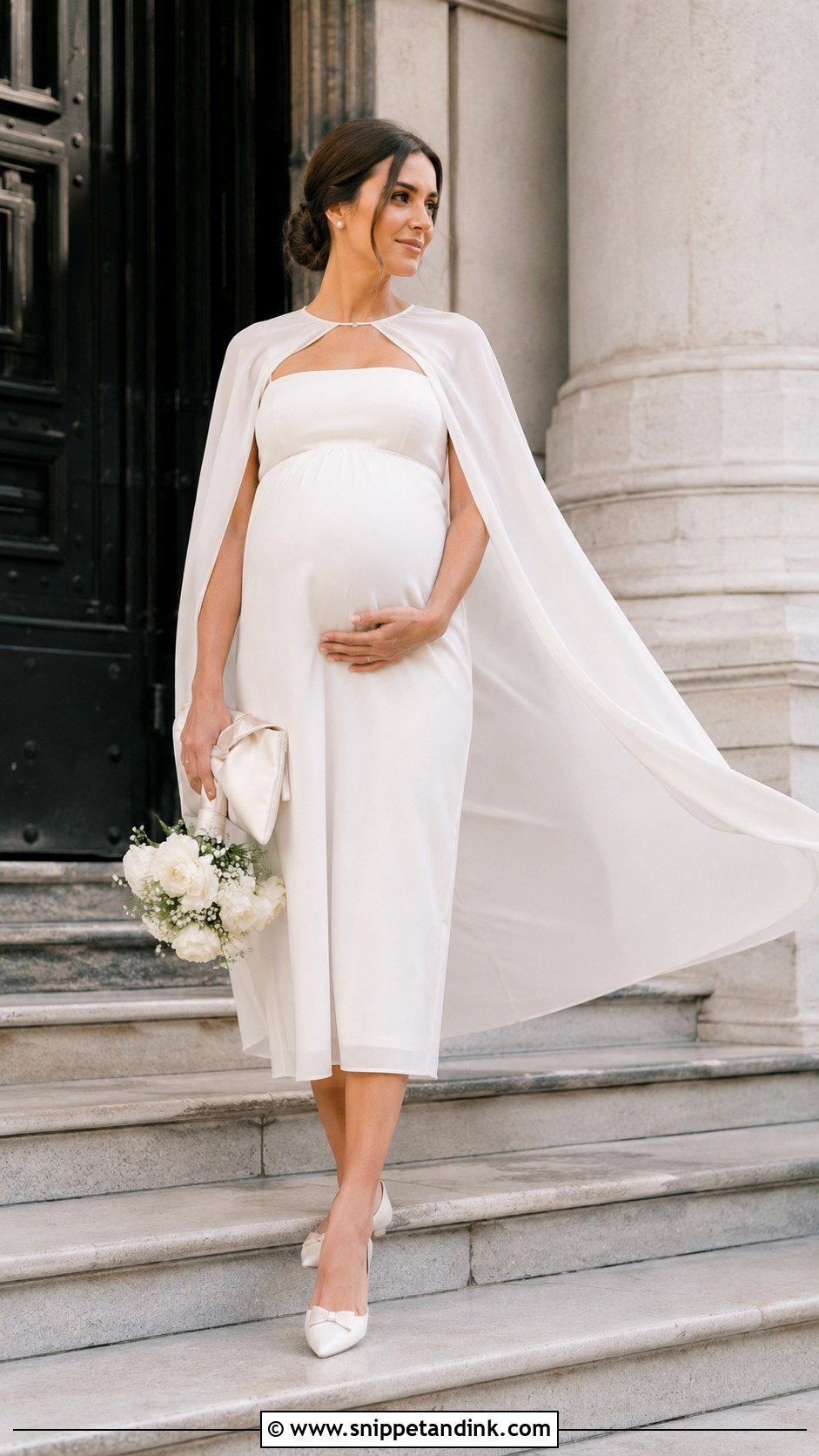 Cape Civil Wedding Dress for Pregnant Bride - Snippet and Ink - 20 Civil Wedding Dress for Pregnant Bride Ideas