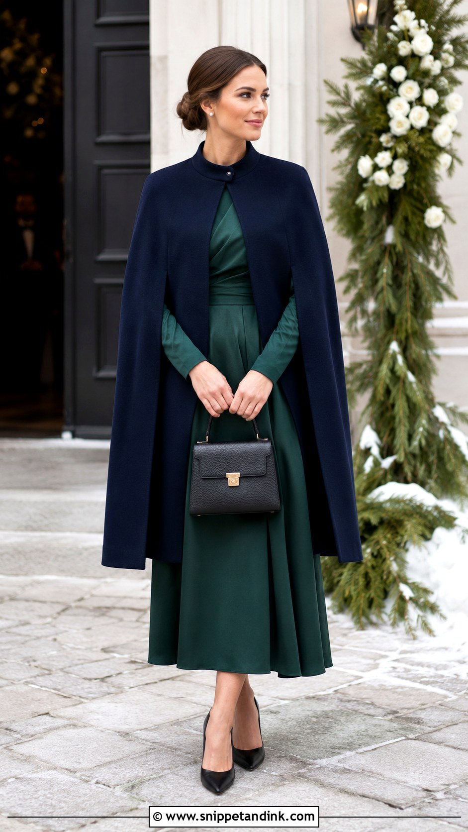 Cape Coat With Long Sleeve Formal Dress - Snippet and Ink - 20 Formal Coats for Women Wedding Ideas