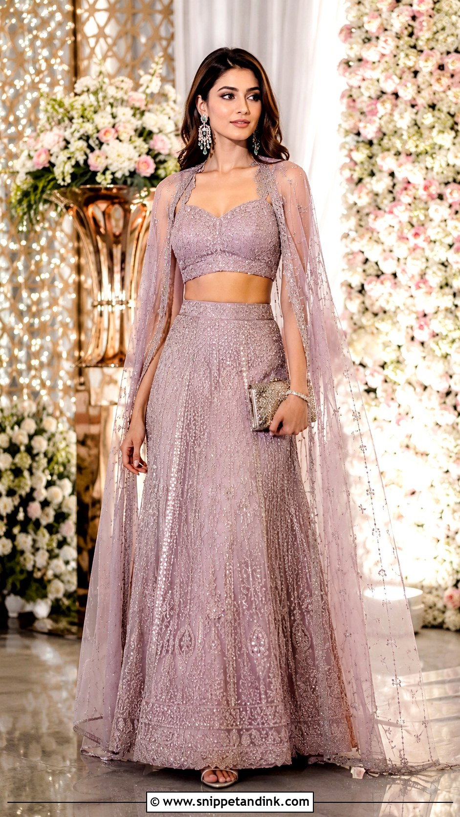 Cape Crop Top And Skirt For Indian Wedding - Snippet and Ink - 25 Skirt and Crop Top Indian Weddings Ideas