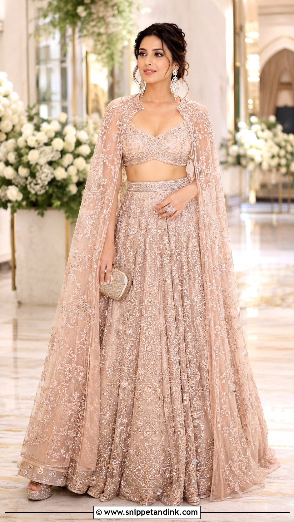 Cape Designer Choli With Embroidered Lehenga - Snippet and Ink - 20 Designer Choli for Wedding Ideas