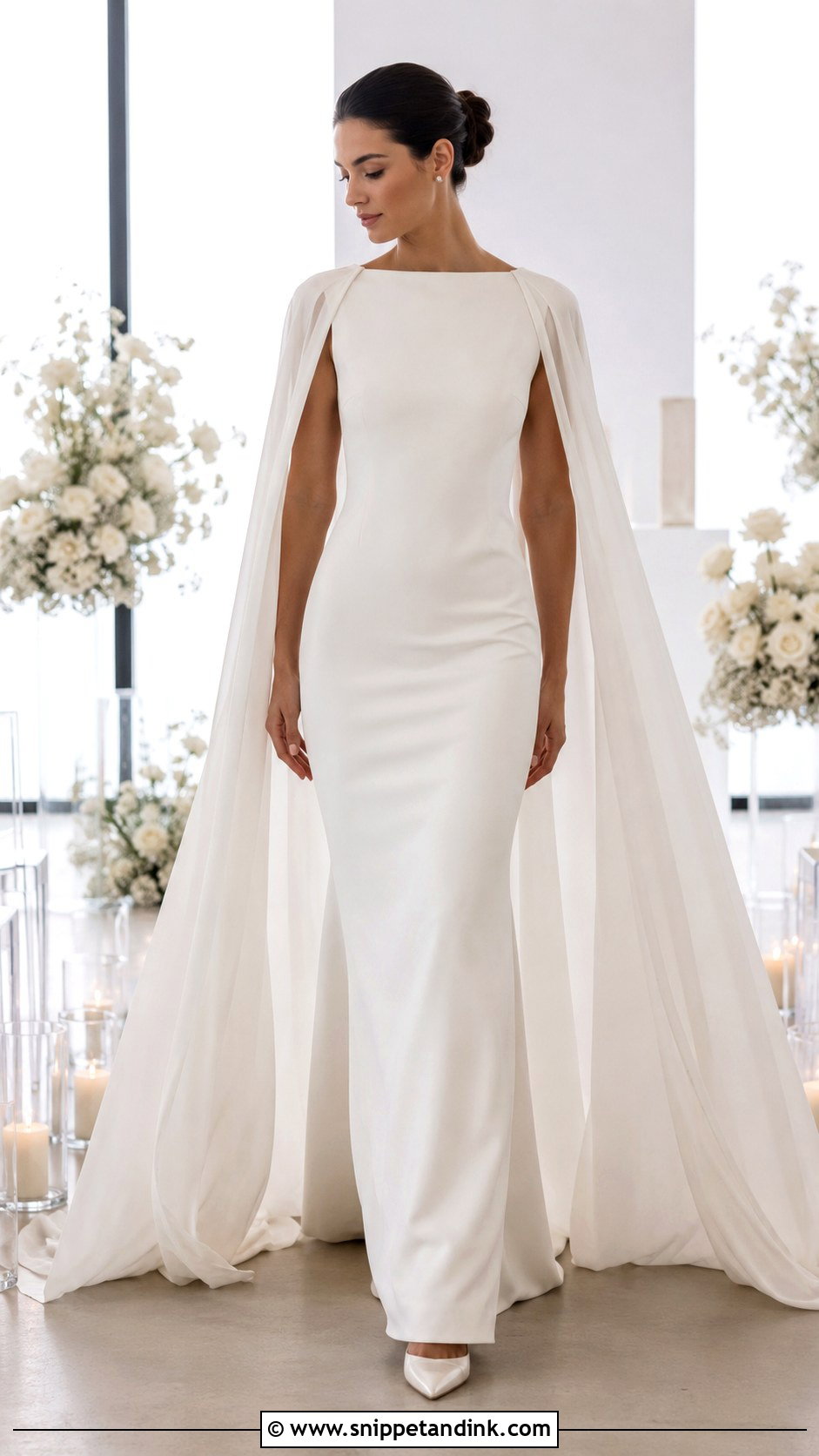 Cape Draped Wedding Dress - Snippet and Ink - 20 Draping Wedding Dress Ideas