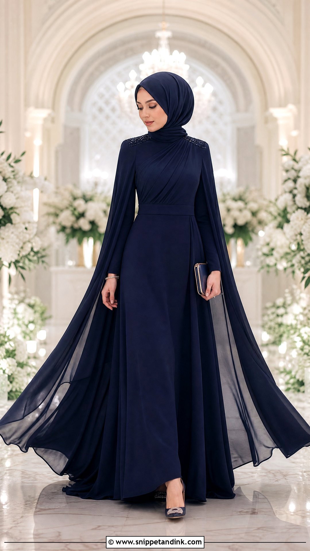 Cape Dress Hijab Wedding Outfit - Snippet and Ink - 25 Hijab Ideas for Wedding