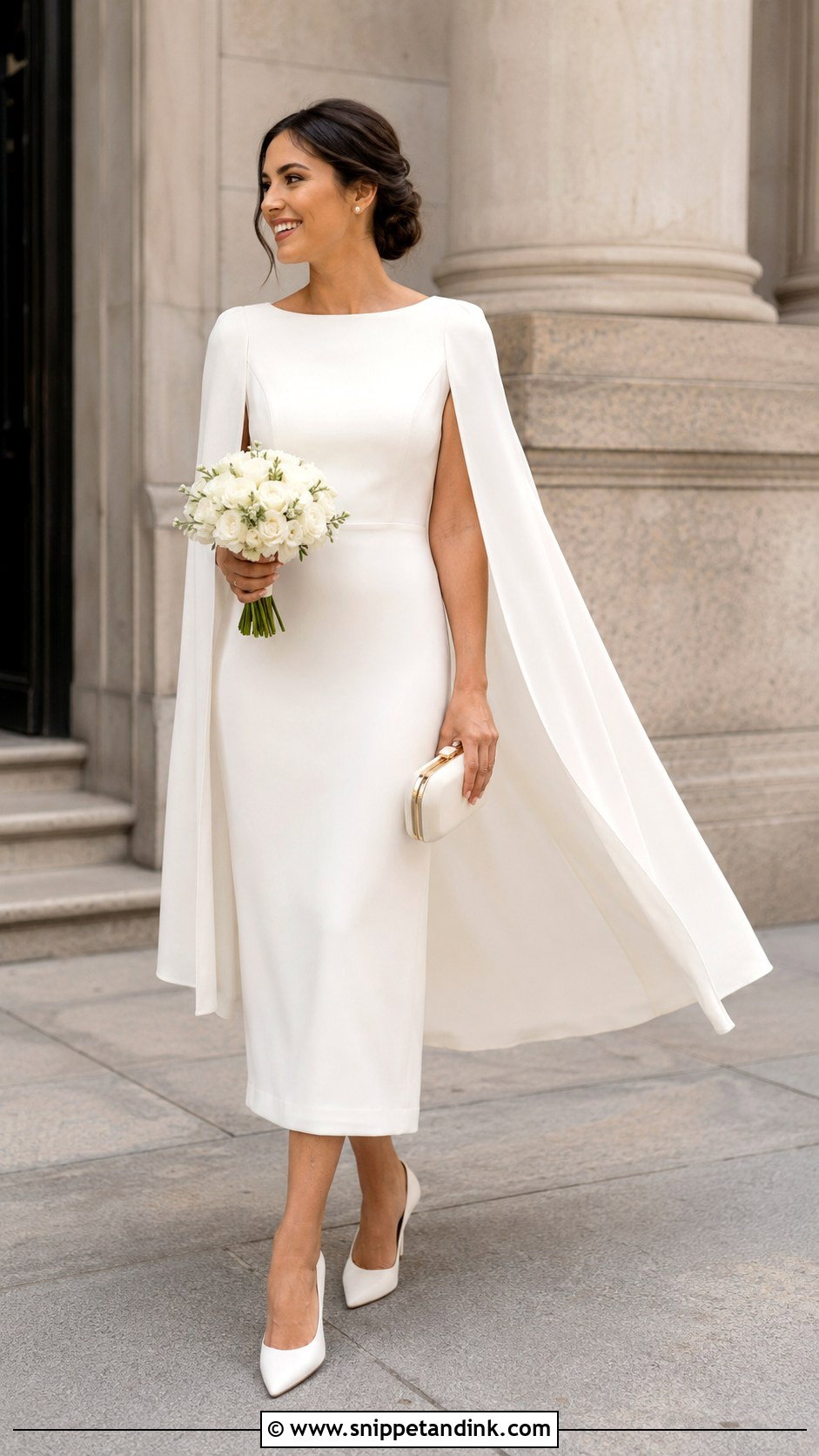 Cape Dress Legal Wedding Bride Outfit - Snippet and Ink - 20 Legal Wedding Outfit Bride Ideas