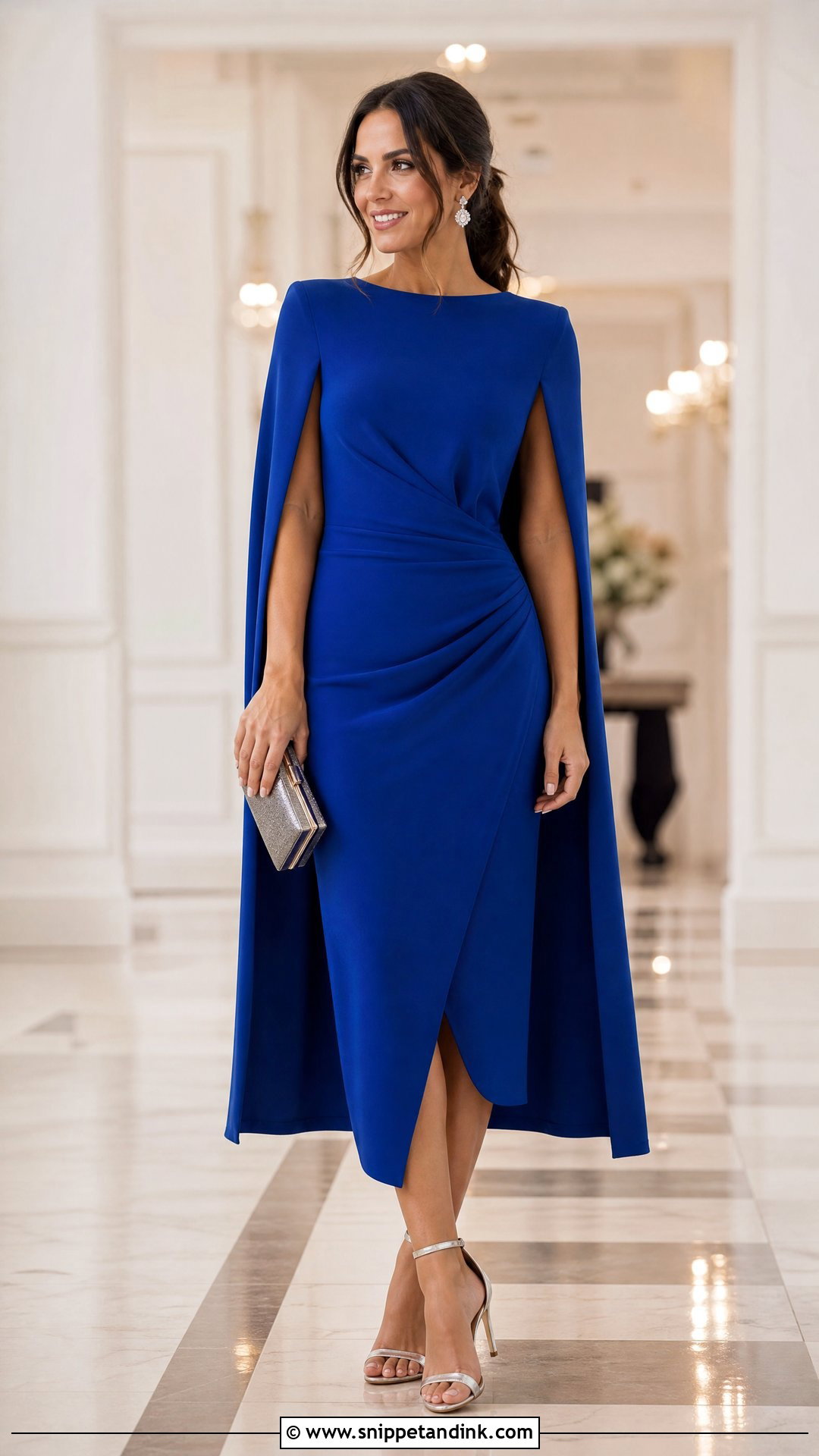 Cape Dress Wedding Guest Outfit - Snippet and Ink - 25 Outfits for Wedding Functions