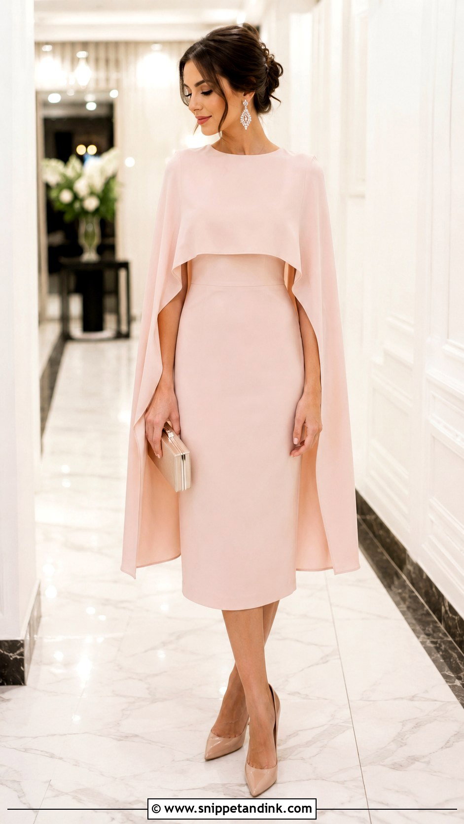 Cape Dress Wedding Outfit - Snippet and Ink - 30 Trendy Wedding Outfits