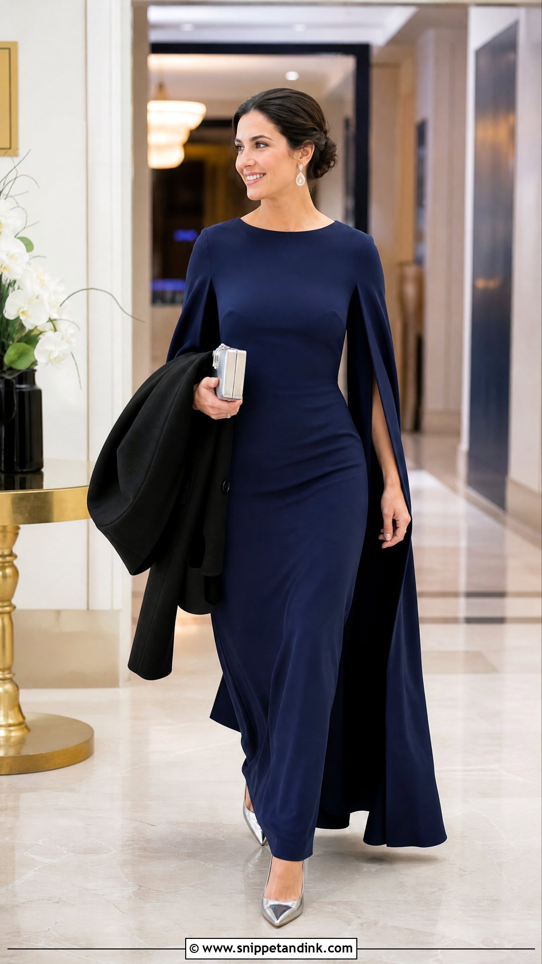 Cape Dress Winter Wedding Outfit - Snippet and Ink - 20 What to Wear to a Wedding in Winter Ideas