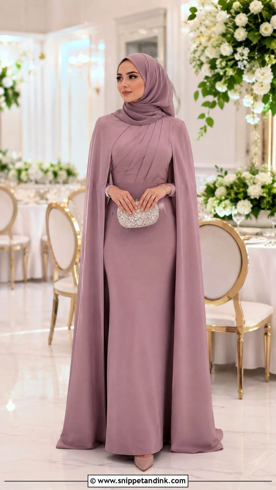 Cape Dress With Draped Hijab - Snippet and Ink - 30 Hijab Style for Wedding Ideas