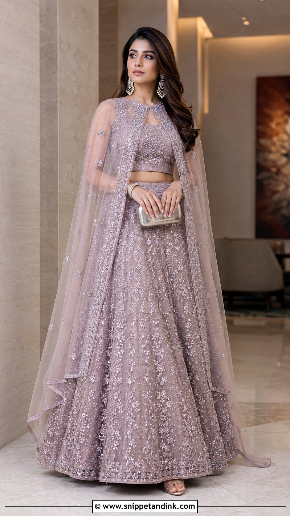 Cape Dupatta Lehenga Outfit - Snippet and Ink - 30 Pakistani Wedding Outfits Sisters