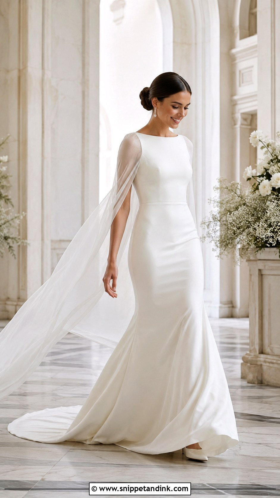 Cape Fishtail Wedding Dress - Snippet and Ink - 20 Fishtail Wedding Dresses