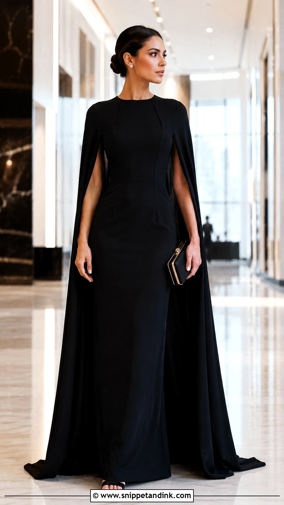 Cape Gown With Clean Accessories - Snippet and Ink - 25 Simple Gown Designs Classy