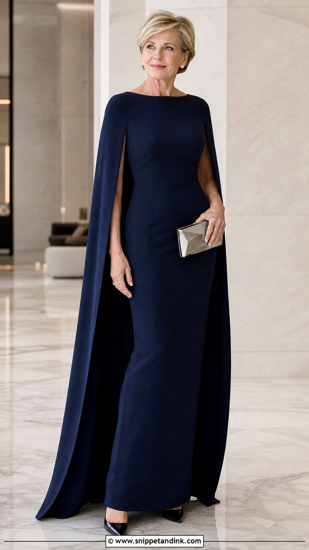 Cape Gown With Minimal Accessories - Snippet and Ink - 25 Trending Gowns