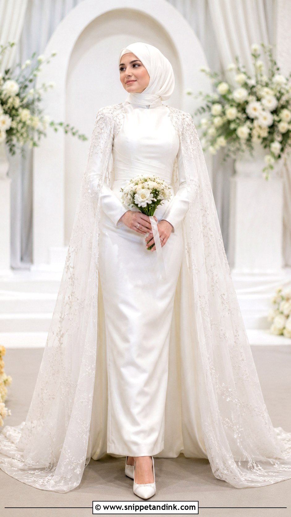 Cape Islamic Wedding Dress With Hijab - Snippet and Ink - 30 Islamic Wedding Dress Ideas