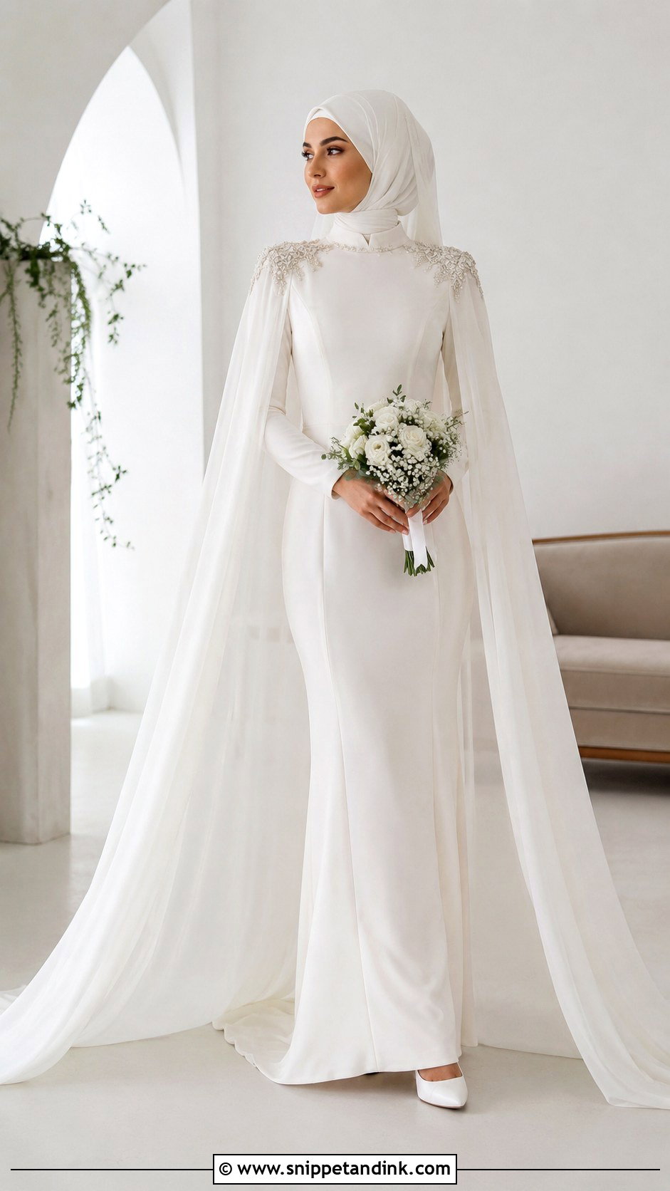 Cape Islamic Wedding Dress - Snippet and Ink - 25 Islamic Wedding Dresses