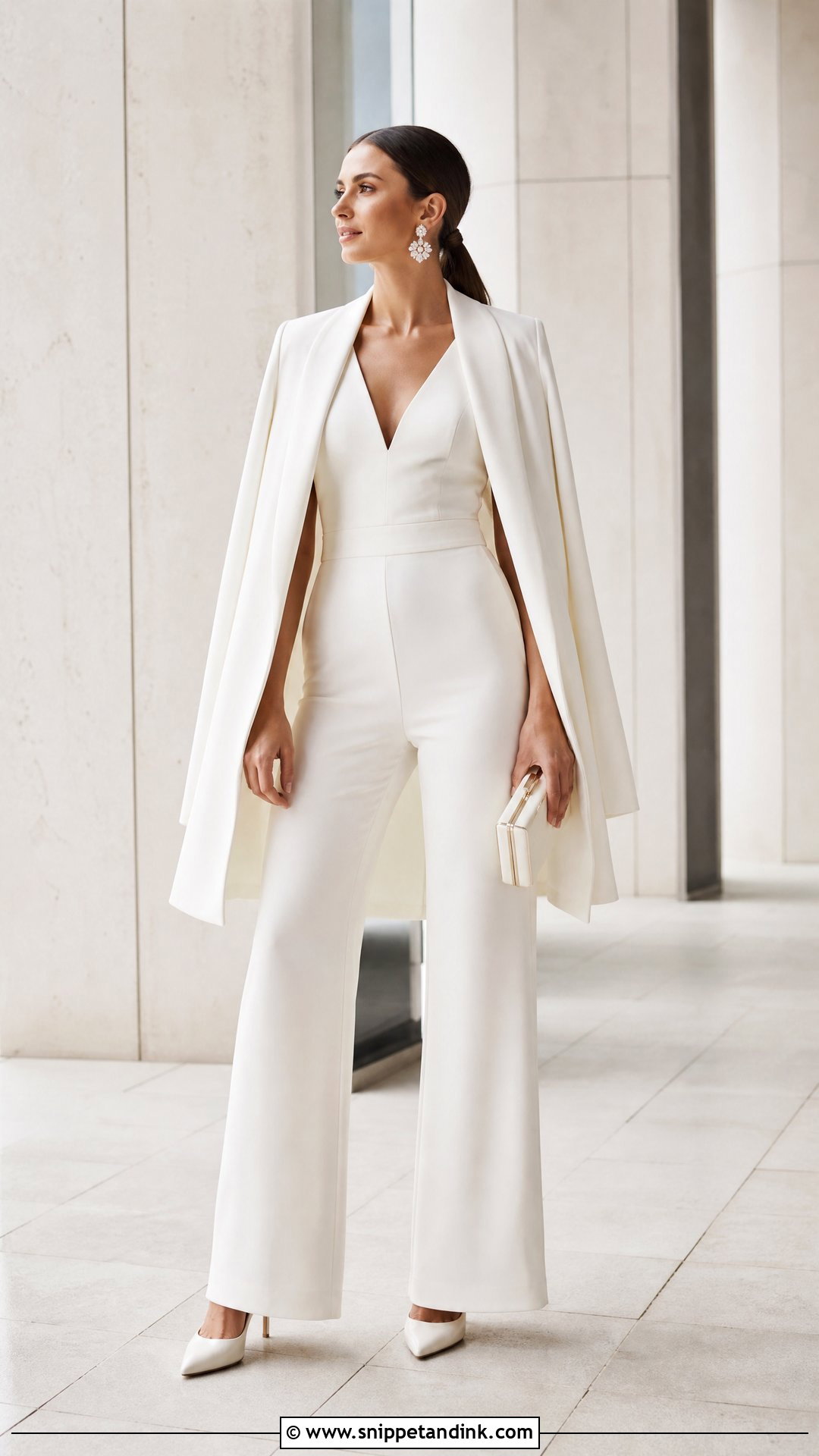 Cape Jacket With Bridal Jumpsuit - Snippet and Ink - 20 Wedding Jacket Bride Cover Up Ideas