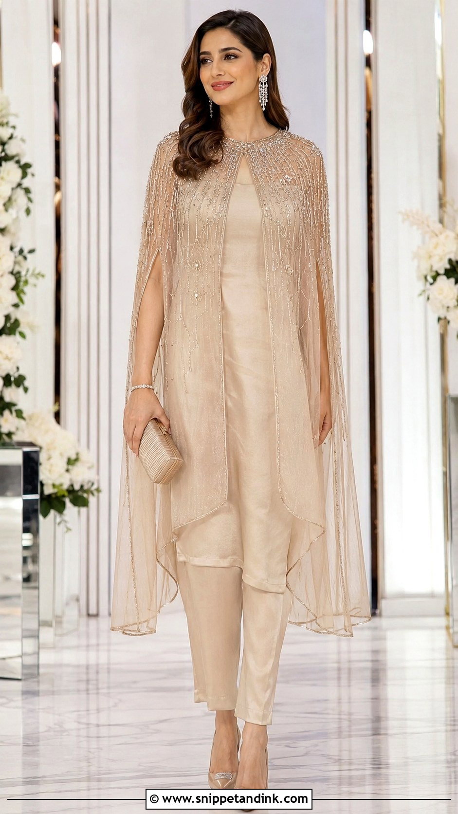 Cape Kurti With Straight Pants - Snippet and Ink - 20 Latest Kurti Designs for Wedding