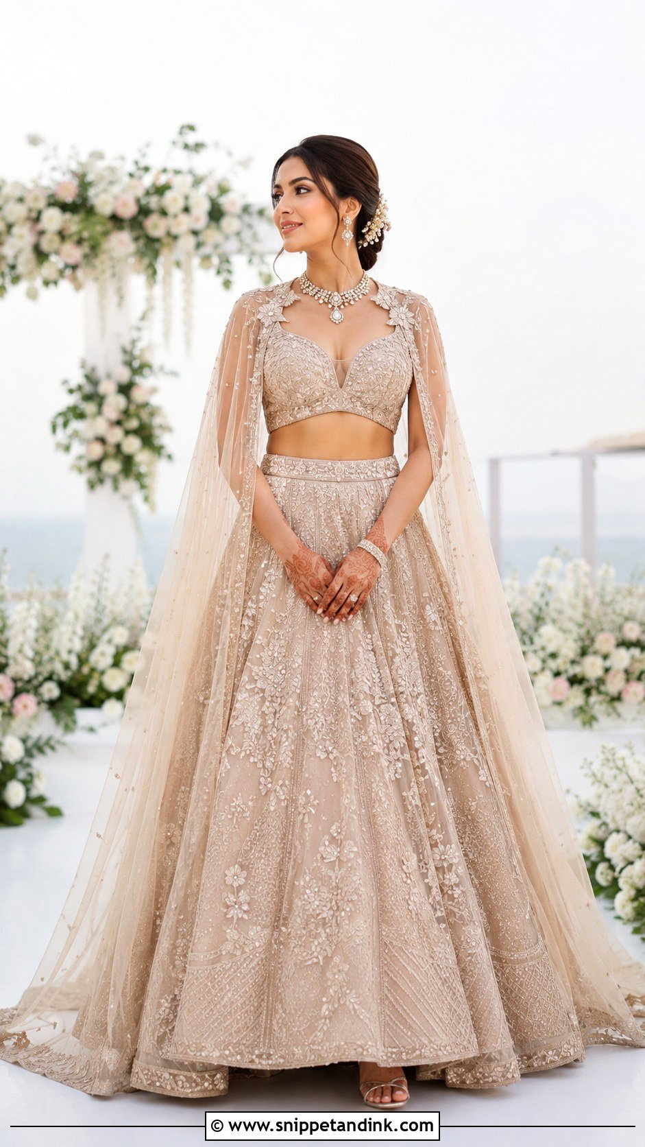 Cape Lehenga Bridal Look - Snippet and Ink - 25 Indian Bridal Outfits Wedding Day