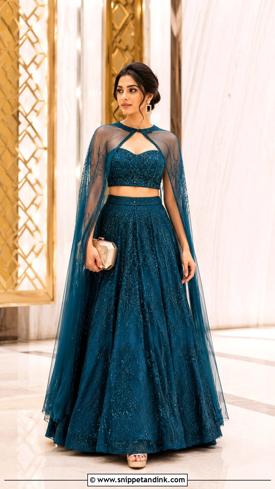 Cape Lehenga Cocktail Outfit - Snippet and Ink - 20 Indian Prewedding Outfit Ideas