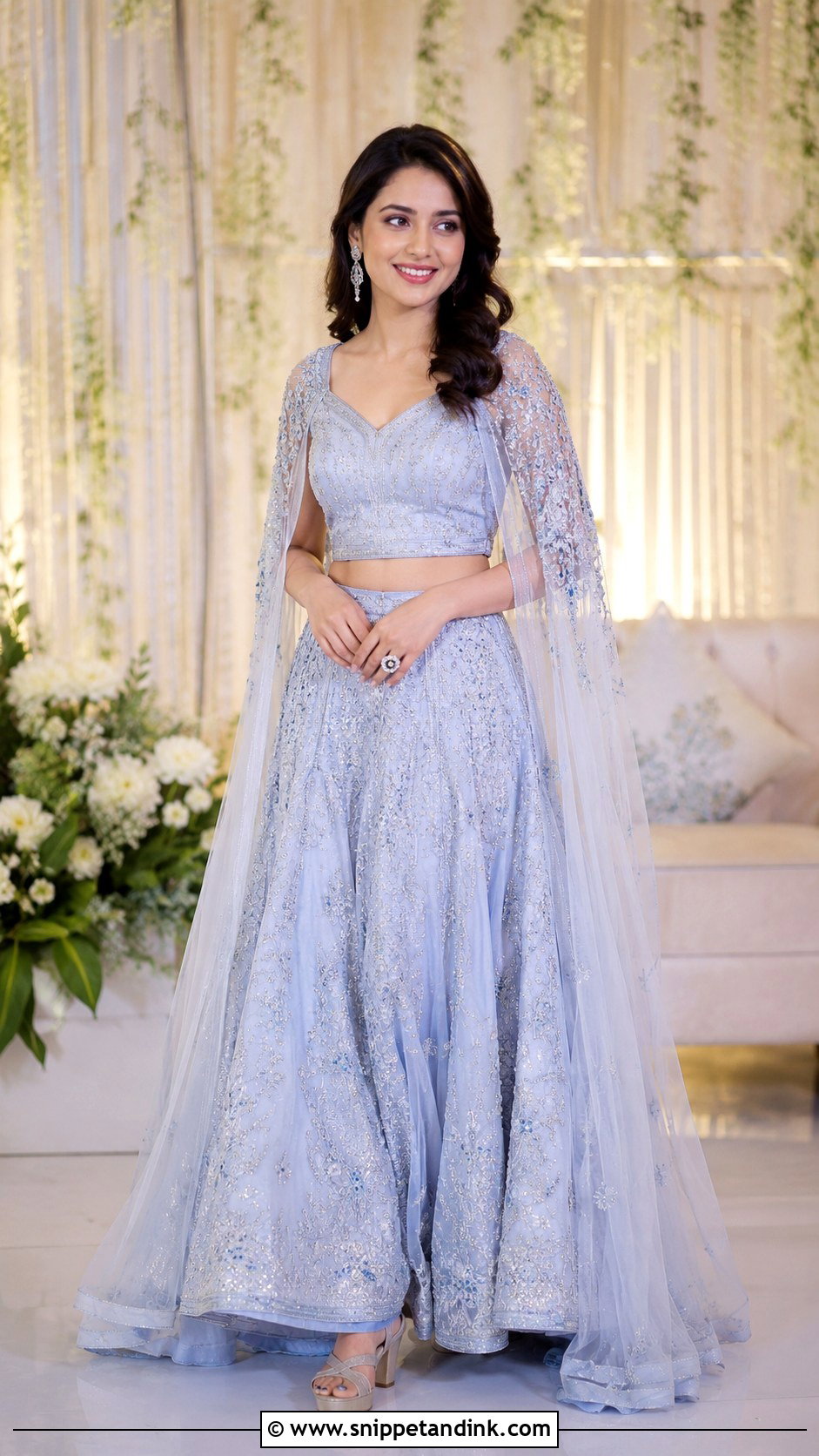 Cape Lehenga For Engagement - Snippet and Ink - 25 Indian Sisters Wedding Dress Ideas