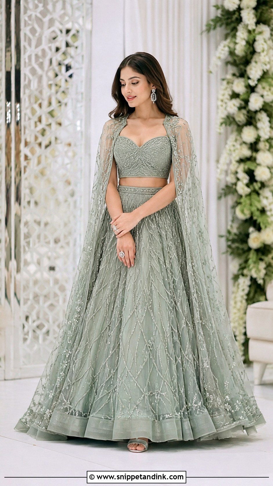 Cape Lehenga For Engagement - Snippet and Ink - 30 Indian Engement Dress Ideas