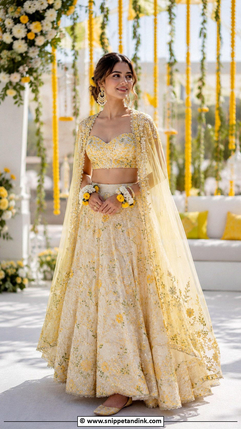 Cape Lehenga For Haldi Bride - Snippet and Ink - 30 Haldi Bridal Outfit Ideas