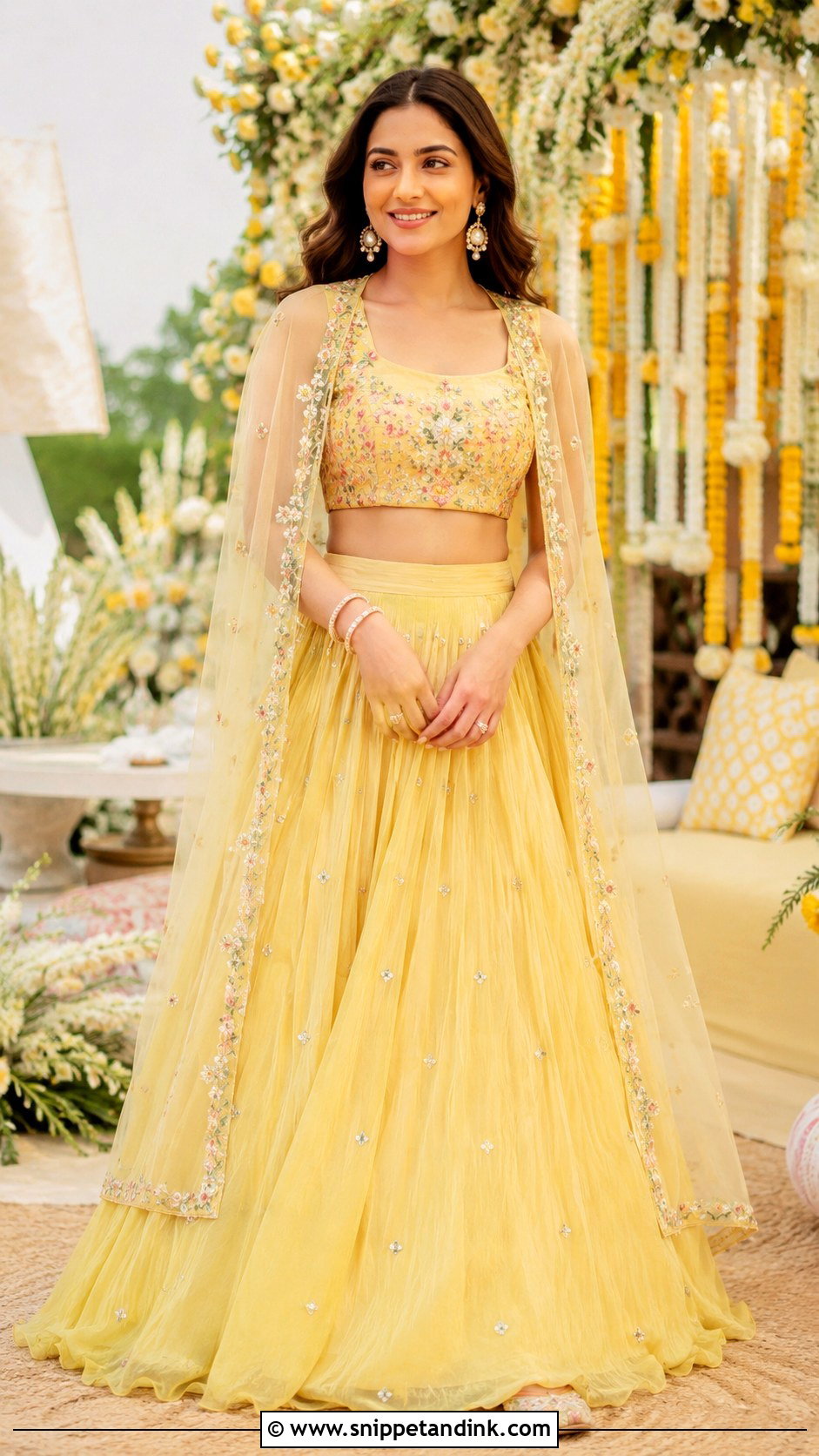 Cape Lehenga For Haldi Function - Snippet and Ink - 30 Haldi Function Outfit Ideas