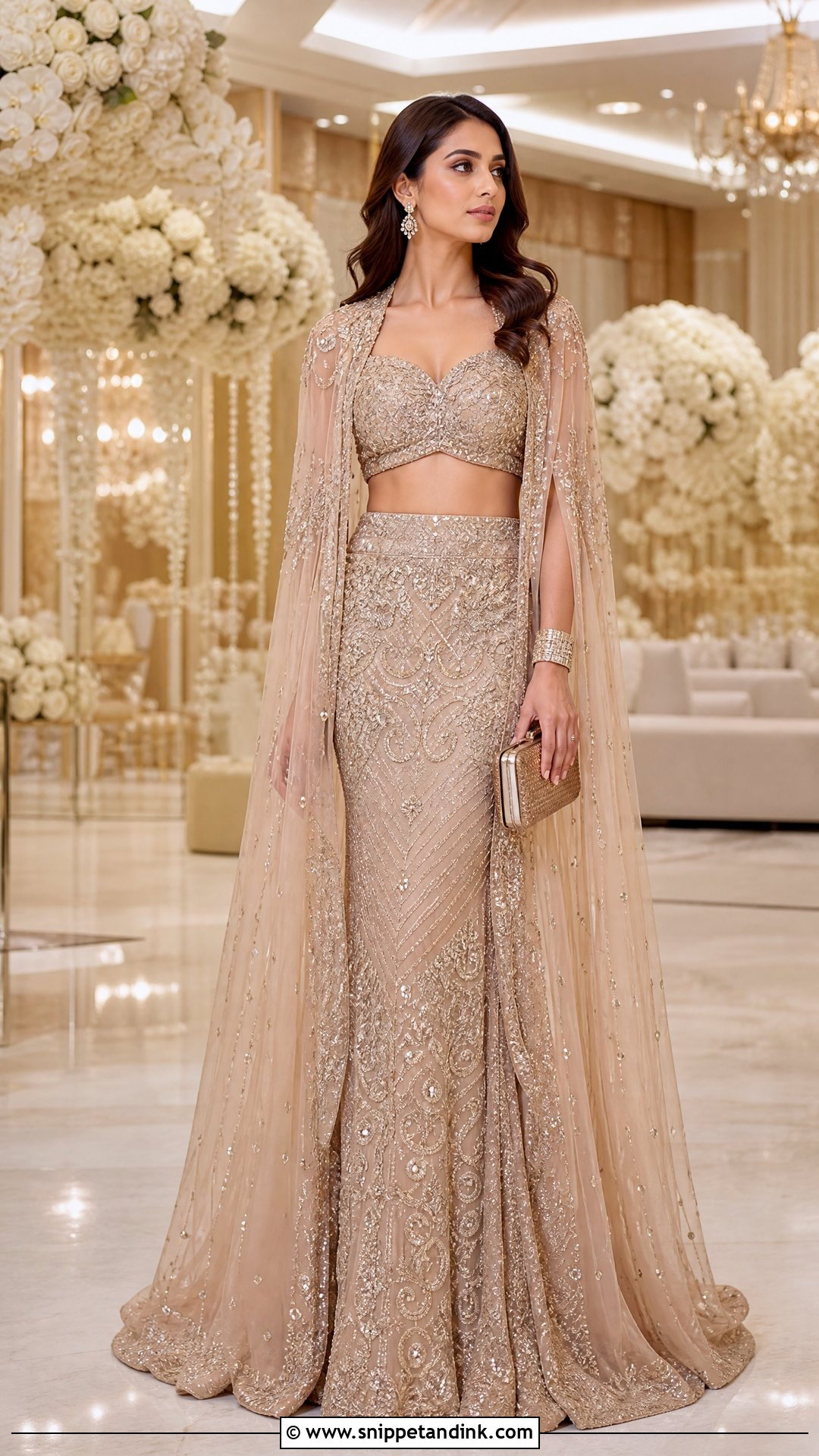Cape Lehenga For Indian Wedding - Snippet and Ink - 20 Trendy Indian Wedding Outfits