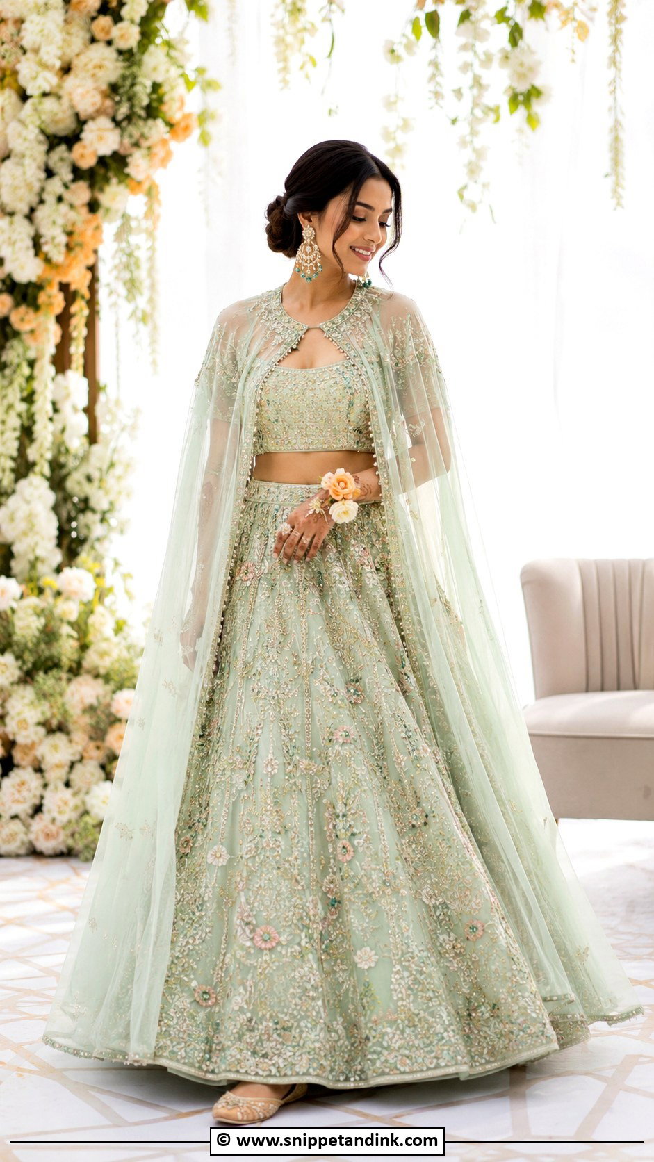 Cape Lehenga For Mehandi Bride - Snippet and Ink - 30 Mehandi Outfits Brides