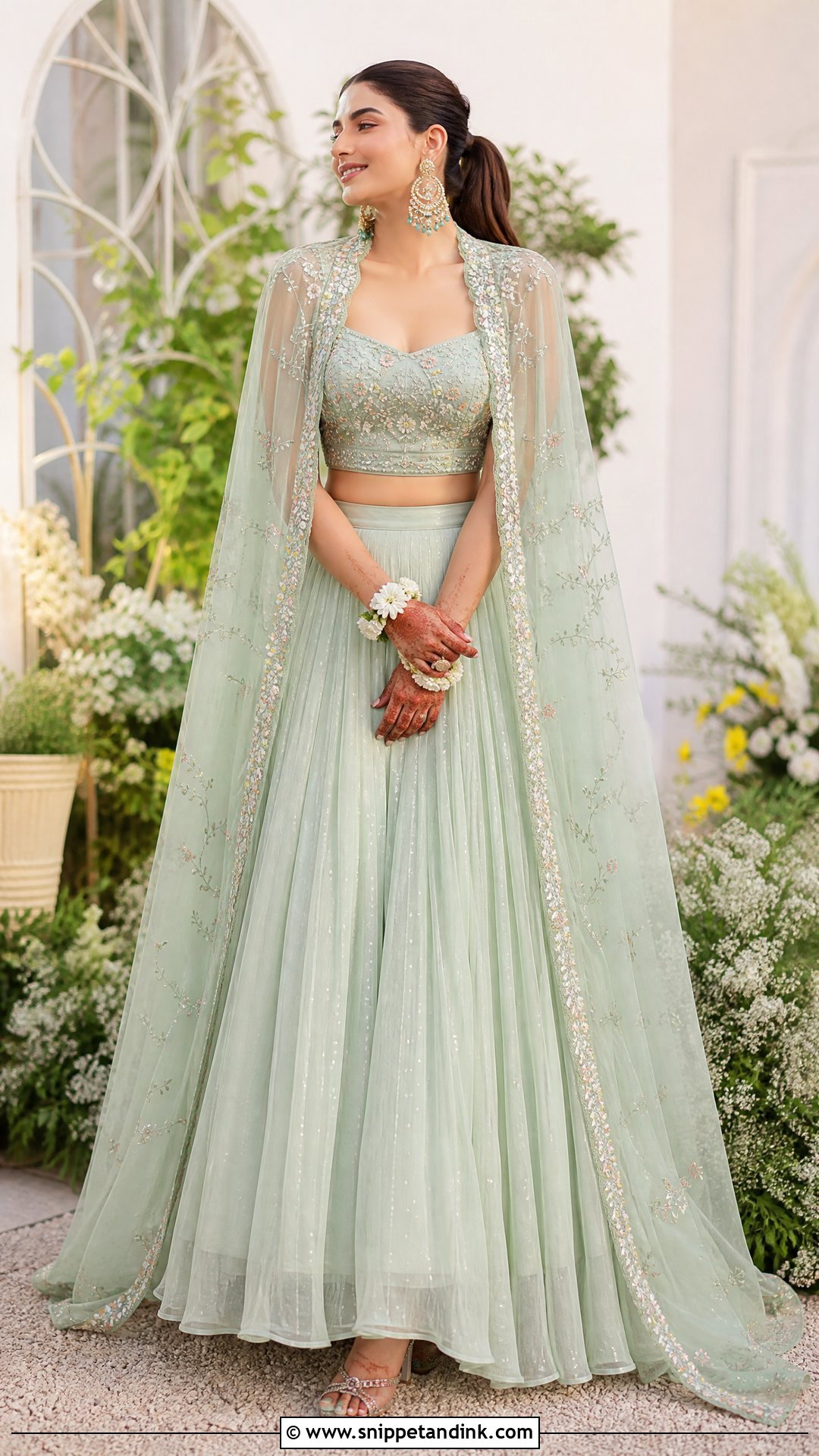 Cape Lehenga For Mehendi Bride - Snippet and Ink - 25 Simple Mehendi Outfits for Bride