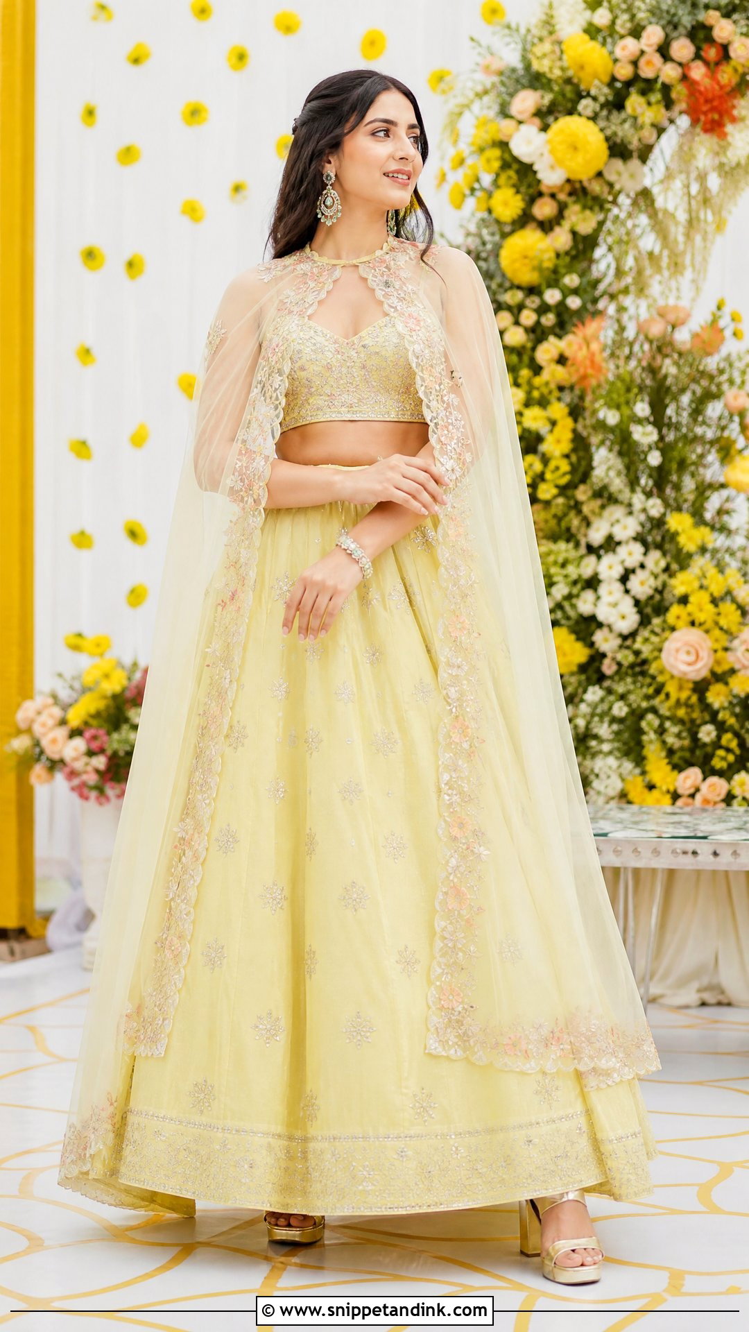 Cape Lehenga For Mehendi Function - Snippet and Ink - 25 Mehendi Function Outfit Ideas