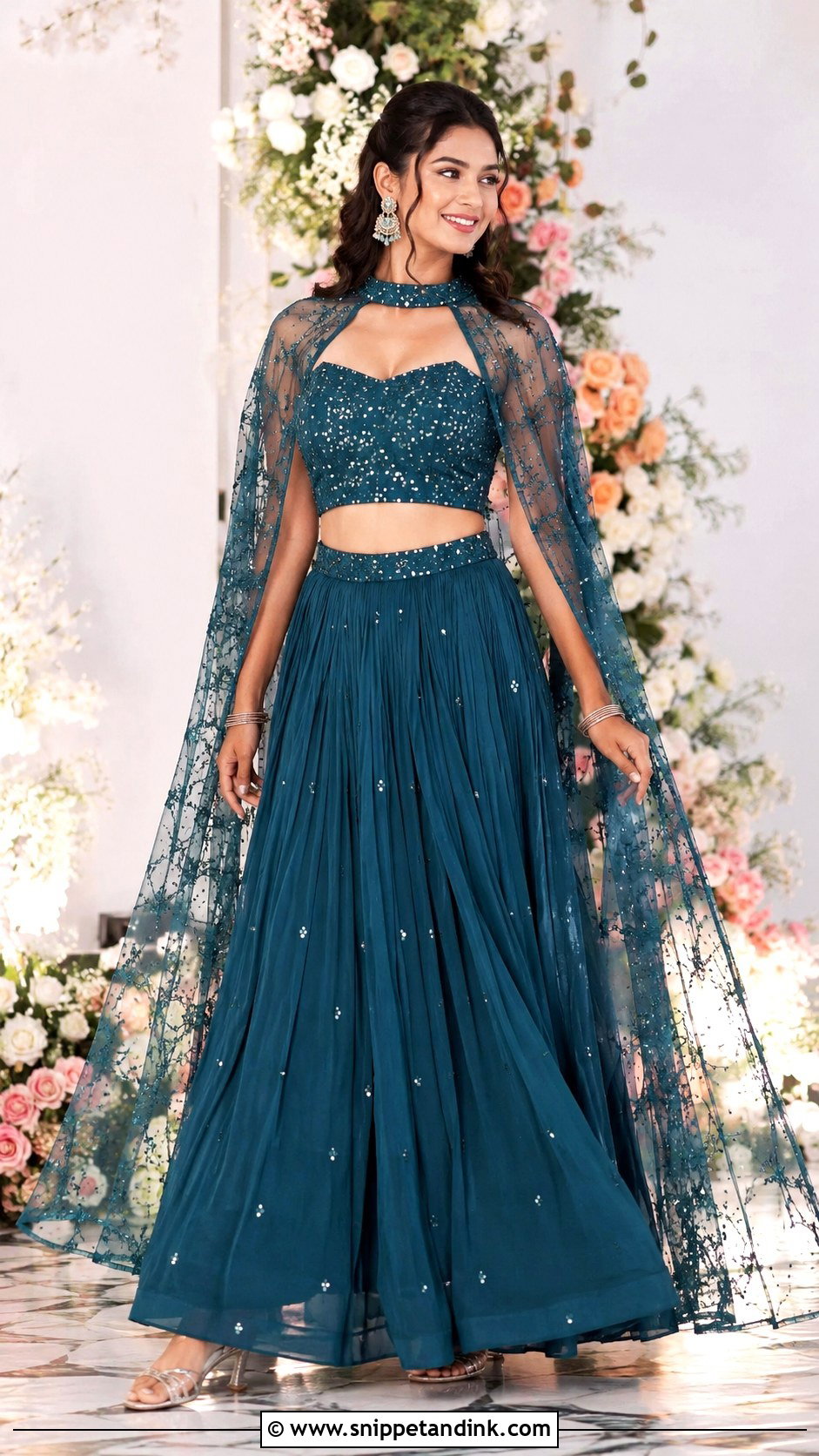 Cape Lehenga For Mehndi Ceremony - Snippet and Ink - 25 Mehndi Ceremony Outfit Ideas