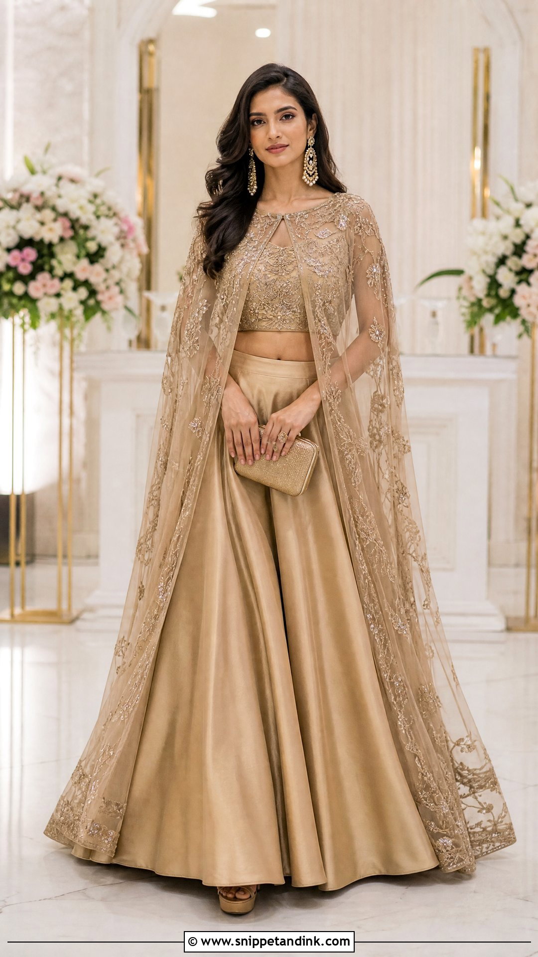 Cape Lehenga For North Indian Wedding Reception - Snippet and Ink - 20 North Indian Wedding Outfits