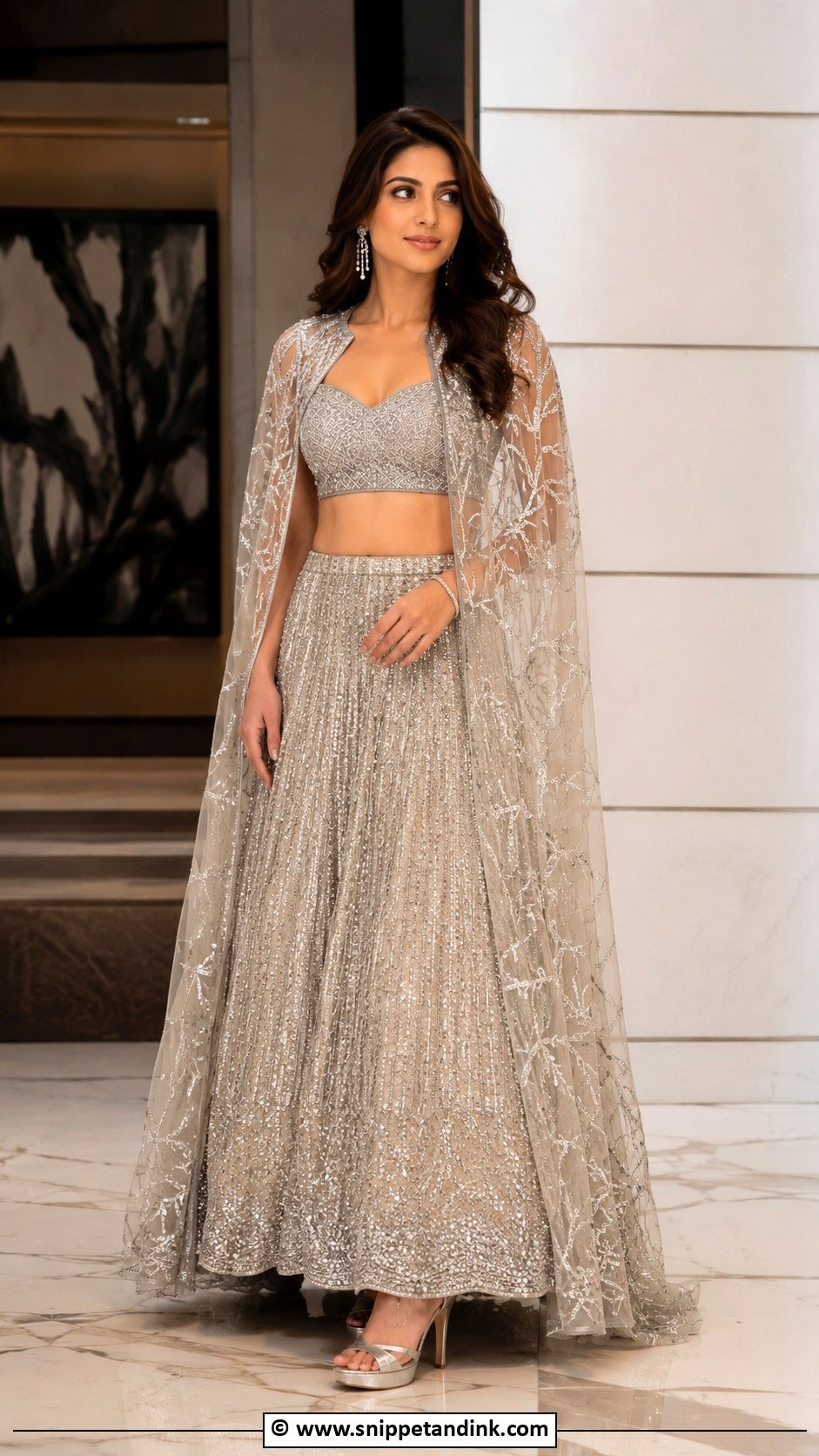 Cape Lehenga For Sangeet Night - Snippet and Ink - 35 Sangeet Night Outfit Ideas