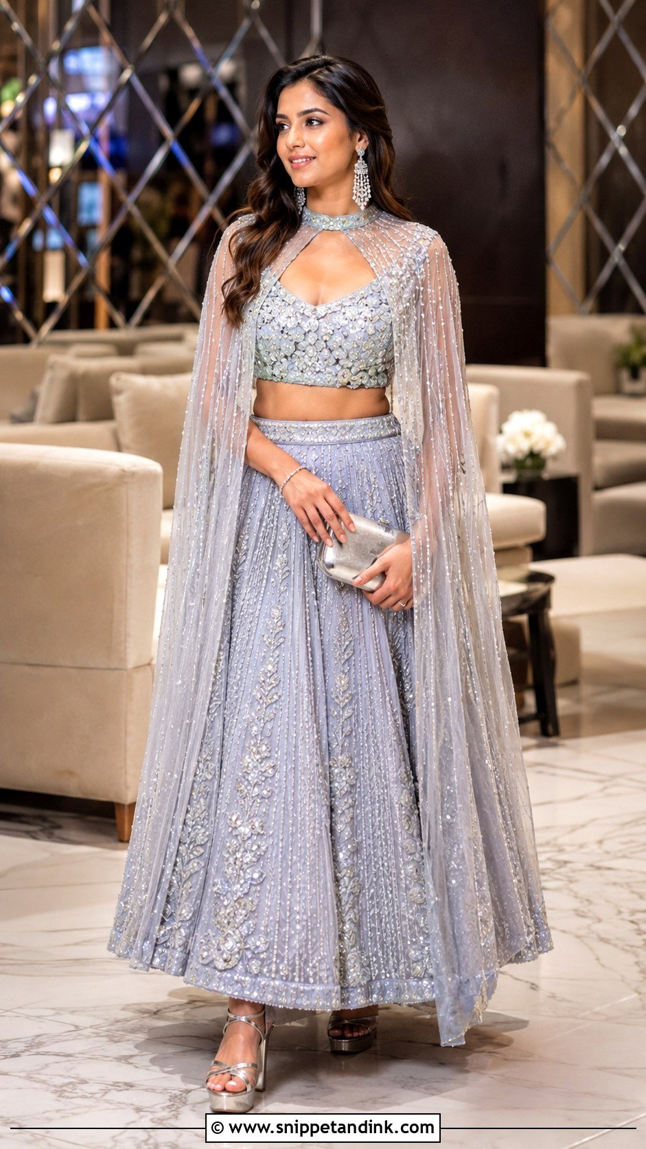Cape Lehenga For Sister Wedding - Snippet and Ink - 30 Indian Sister Wedding Dress Ideas