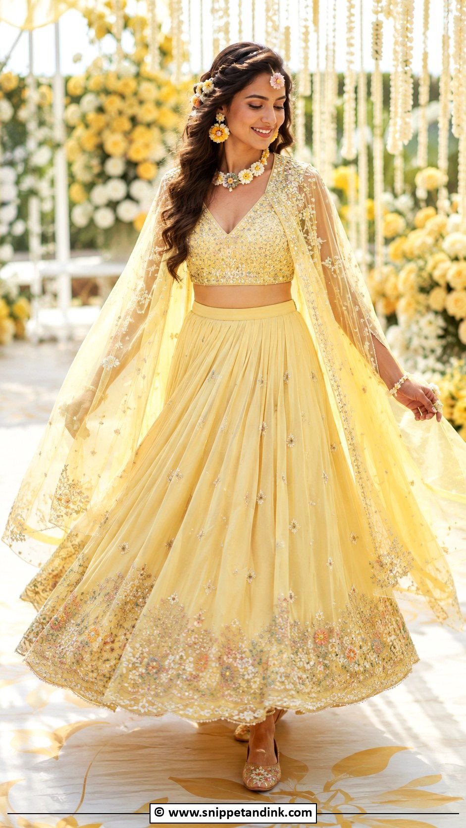 Cape Lehenga Haldi Outfit For Bride - Snippet and Ink - 30 Haldi Outfit Ideas for Bride