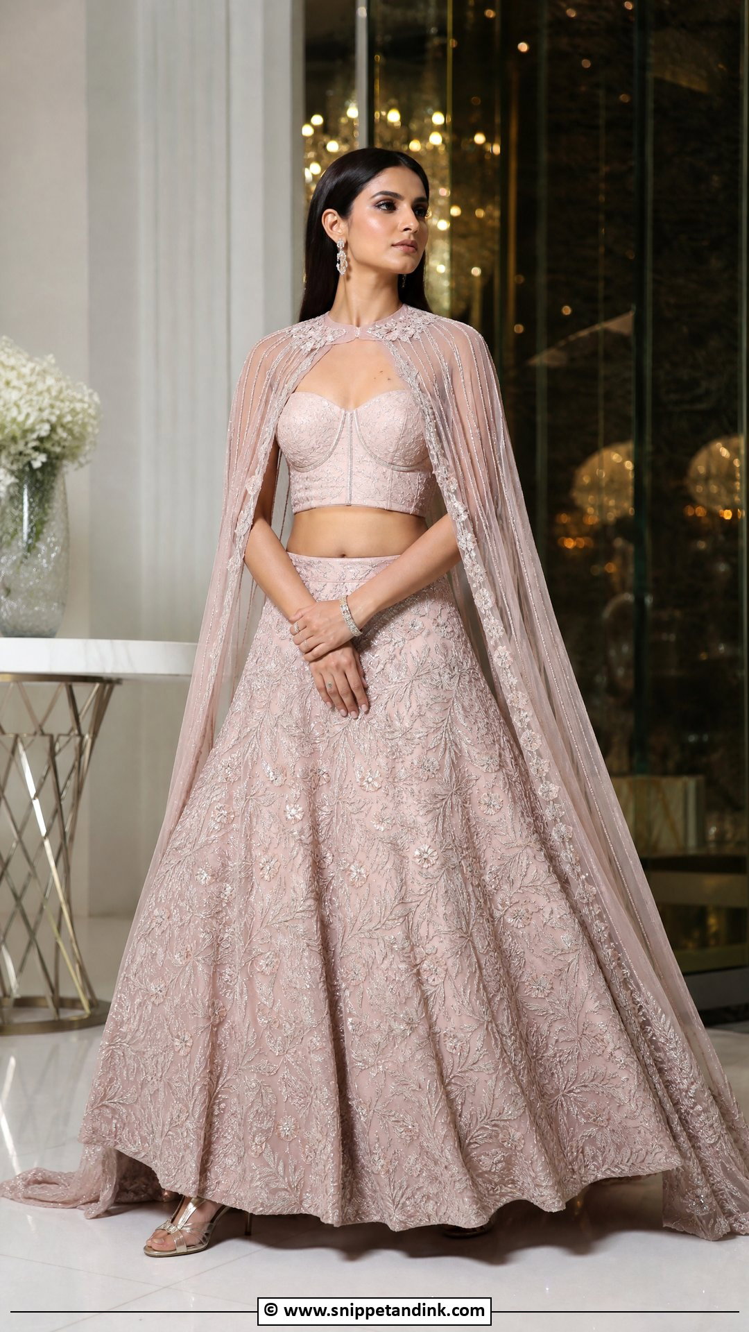 Cape Lehenga Indian Bride Outfit - Snippet and Ink - 35 Indian Bride Ideas