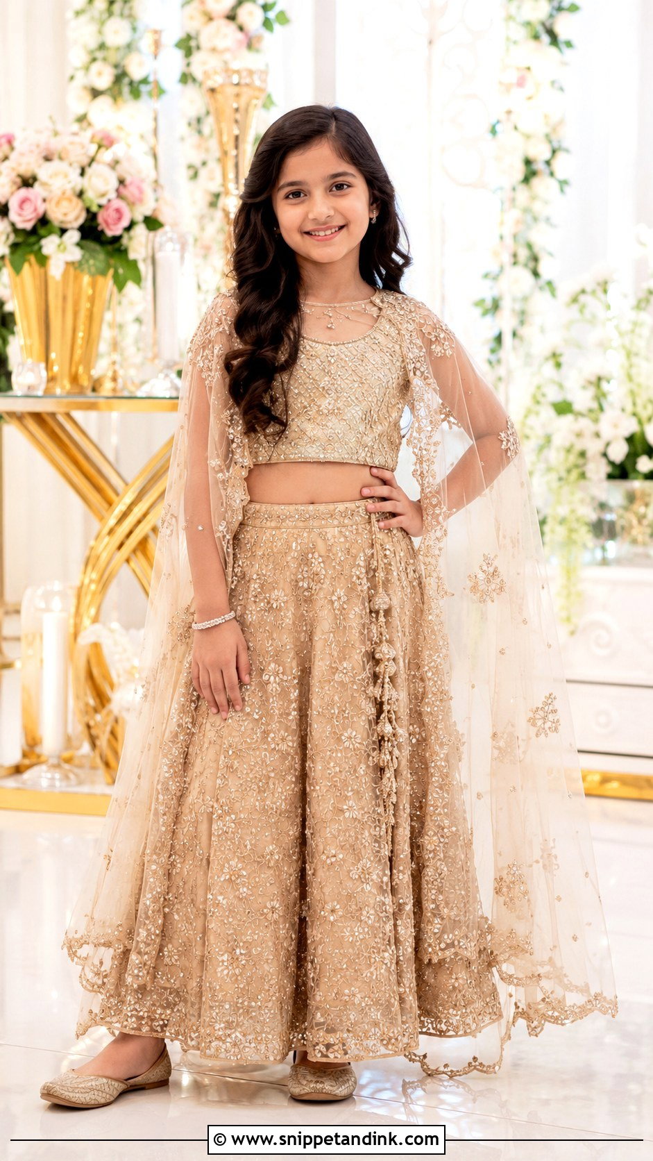 Cape Lehenga Indian Kids Wedding Dress - Snippet and Ink - 25 Indian Kids Wedding Dresses