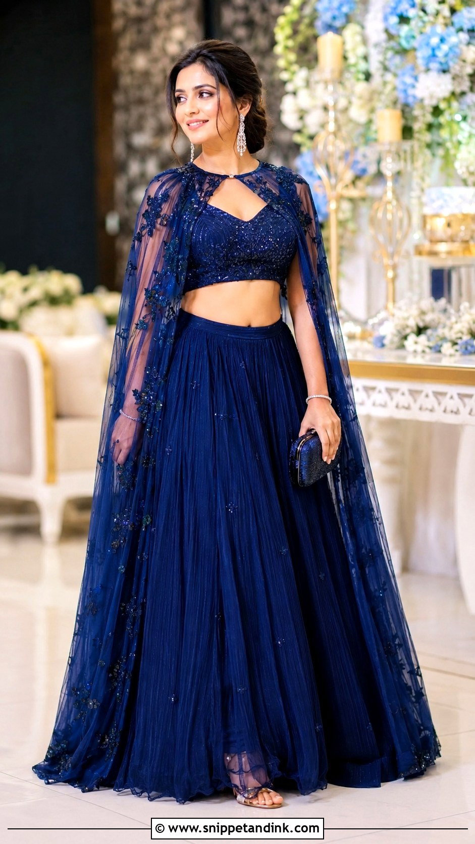 Cape Lehenga Indian Wedding Outfit - Snippet and Ink - 20 Indian Wedding Party Outfits