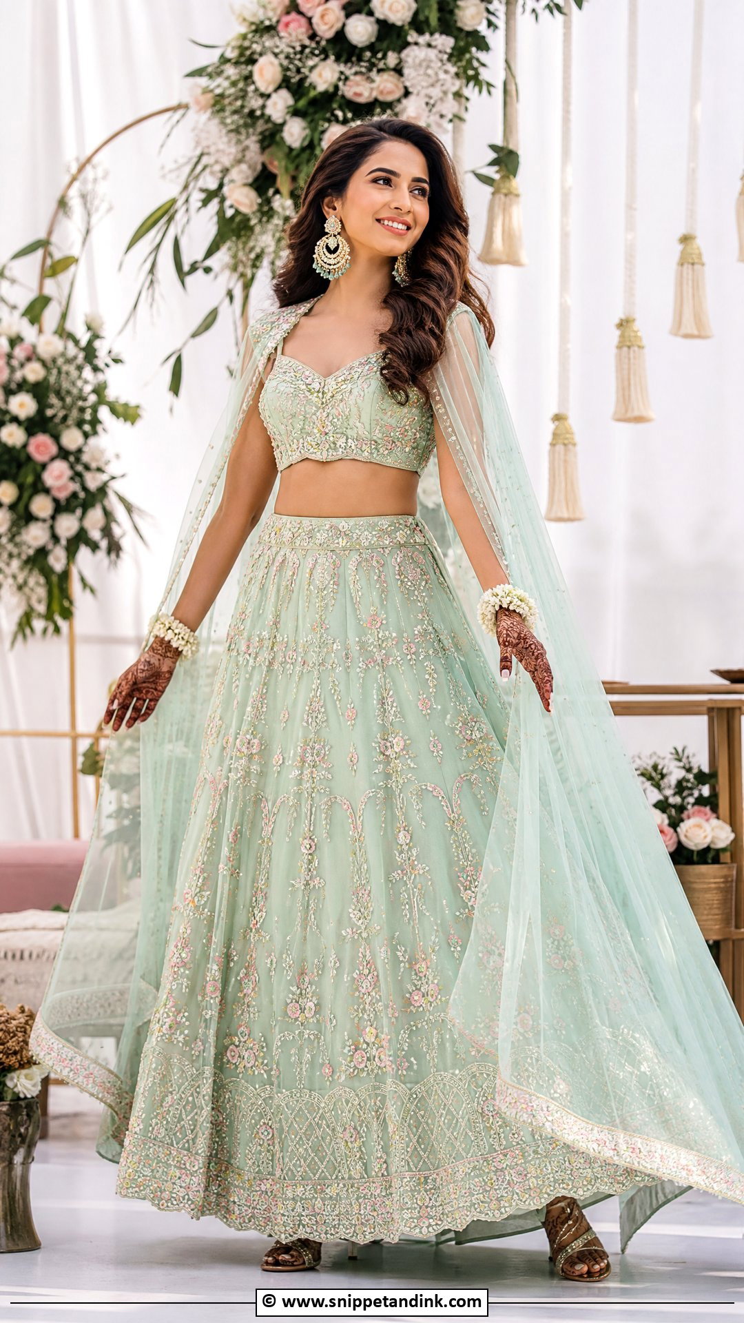 Cape Lehenga Mehendi Outfit - Snippet and Ink - 35 Mehendi Outfits for Bride