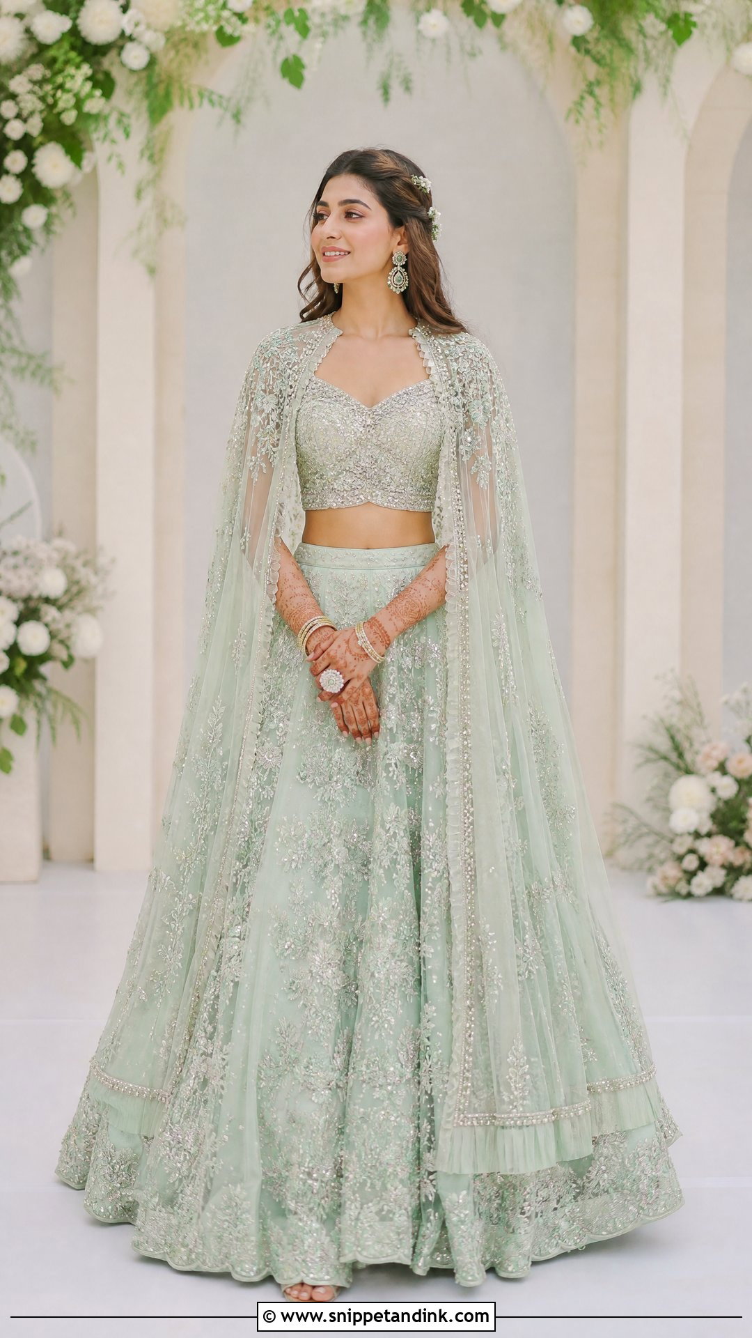 Cape Lehenga Mehndi Outfit - Snippet and Ink - 25 Mehndi Outfits for Bride