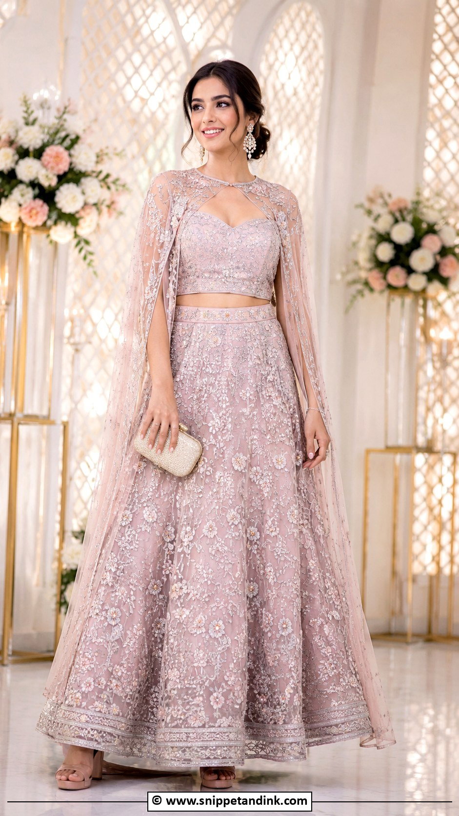 Cape Lehenga Outfit - Snippet and Ink - 30 Indowestern Wedding Outfits Women