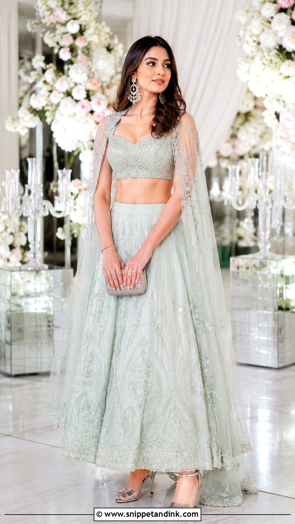 Cape Lehenga Ring Ceremony Outfit - Snippet and Ink - 30 Ring Ceremony Outfit Ideas