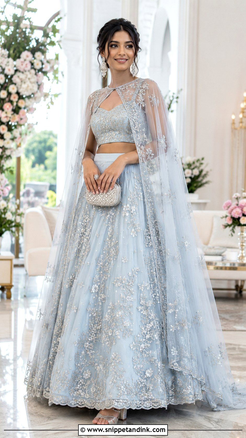 Cape Lehenga Roka Outfit - Snippet and Ink - 20 Roka Ceremony Outfits for Sister