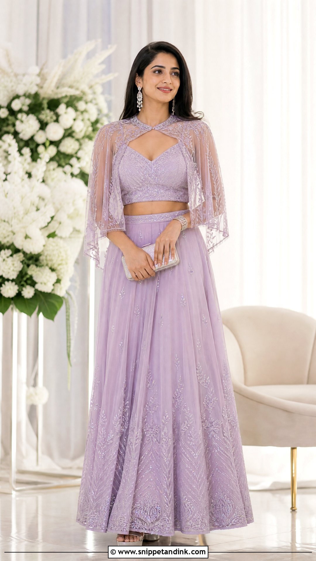 Cape Lehenga Sangeet Outfit - Snippet and Ink - 20 Simple Sangeet Outfit Sisters Ideas