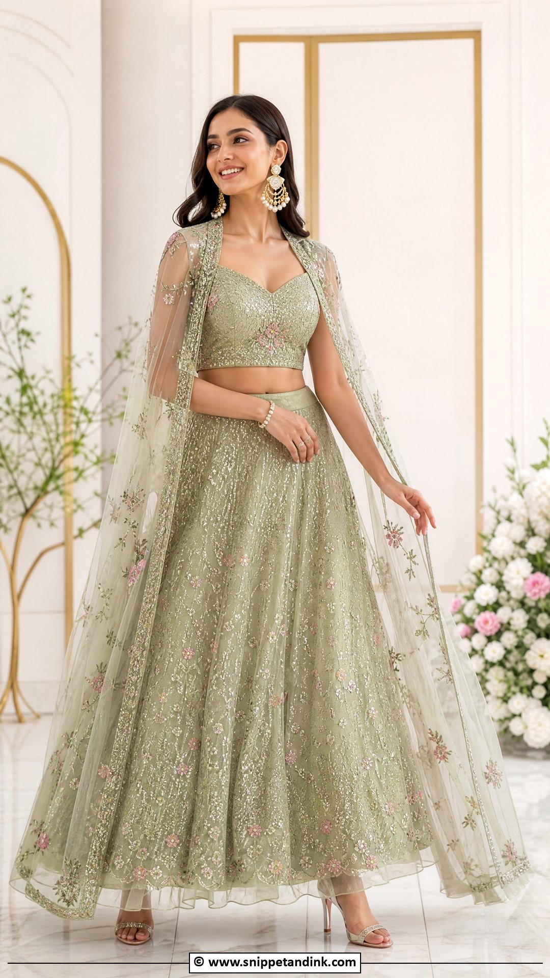 Cape Lehenga Set - Snippet and Ink - 35 Mehndi Dress Ideas