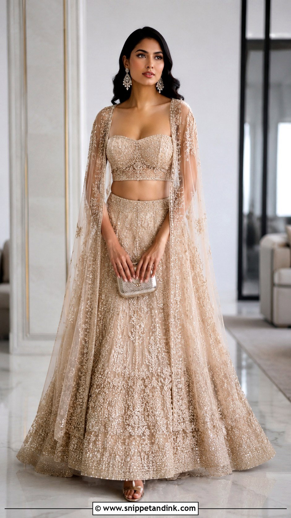 Cape Lehenga Wedding Dress - Snippet and Ink - 20 Designer Indian Wedding Dresses