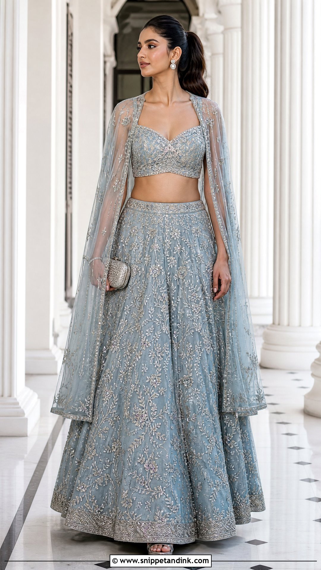 Cape Lehenga Wedding Look - Snippet and Ink - 20 Simple Indian Wedding Look Ideas