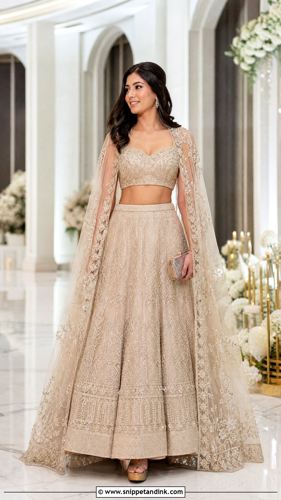 Cape Lehenga Wedding Outfit - Snippet and Ink - 20 Unique Indian Wedding Outfits